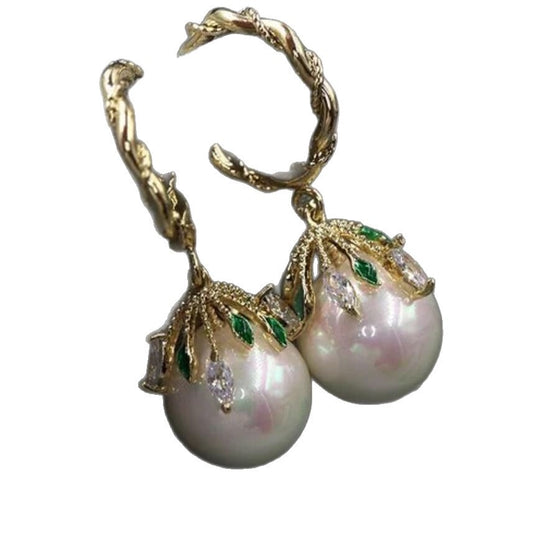 Dainty And Exquisite Pearl-detailed Tulip Pendant Earrings