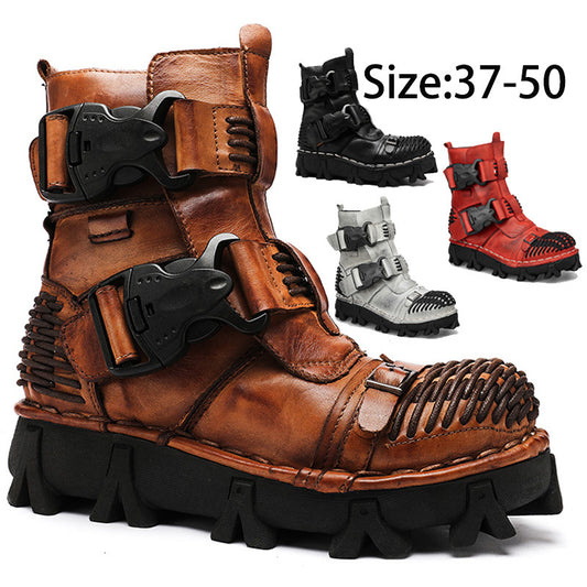 Cowhide Motorcycle Shoes Workwear Men's Boots