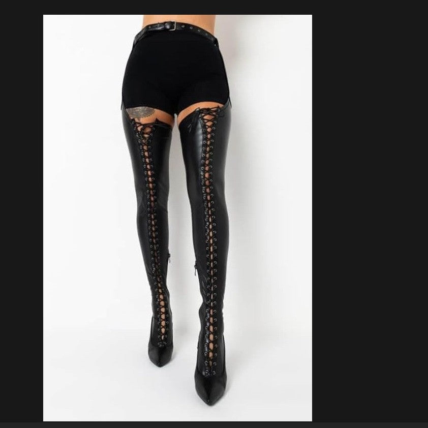 Womens Pointed-ToeWaist-High Side-Zip Stiletto Over-the-Knee Fashion Boots