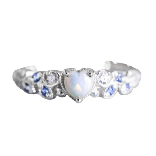 Flower Opal Ocean Heart Love Women's Peach Heart Ring