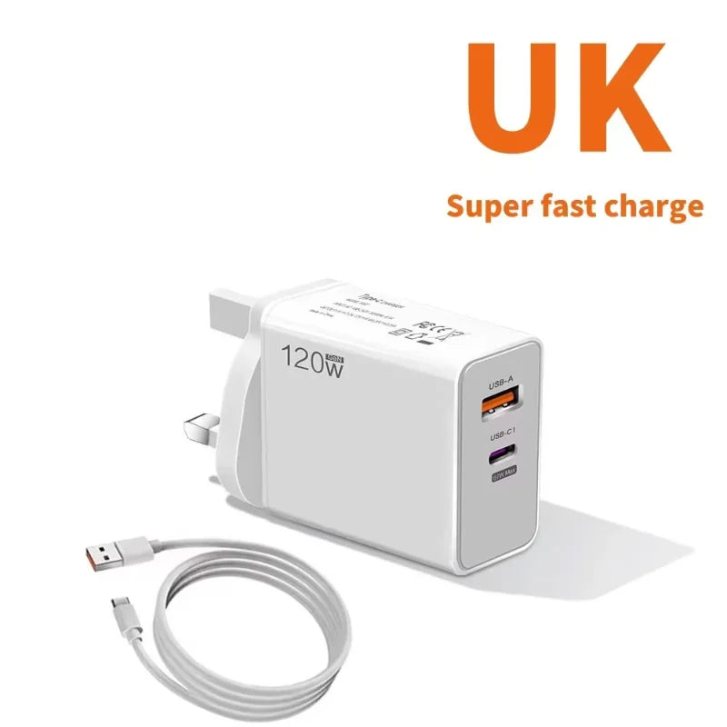 120W Super Fast Charger Pro Adapter Original Fast Charger USB-C PD 3.0 QC 4.0 For Xiaomi 13 12 Redmi Note 12 EU UK US Plug 2025