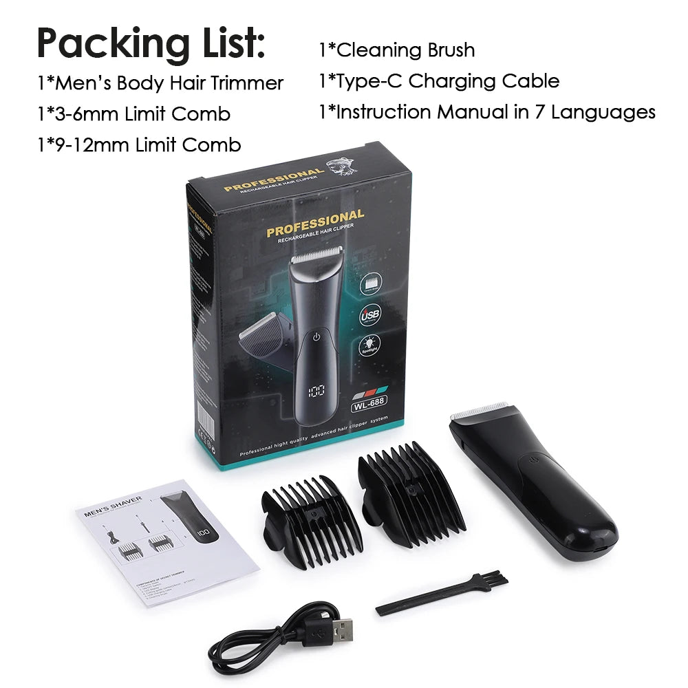 Men's Groin Body Hair Trimmer Electric Shaver For Men Ball Pubic Private Areas Hair Removal Chest Arm Leg Shaving Machine Razor