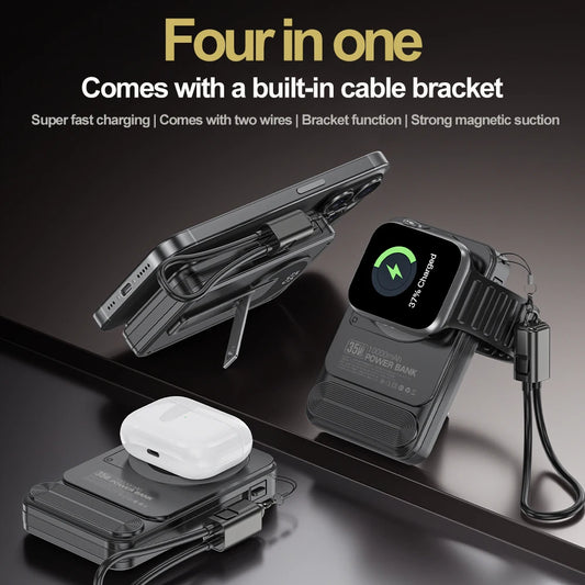 4 in 1 Magnetic 10000mAh Wireless Power Bank 35W Fast Charging Self Charging Multifunctional Powerbank For Magsafe iPhone Xiaomi