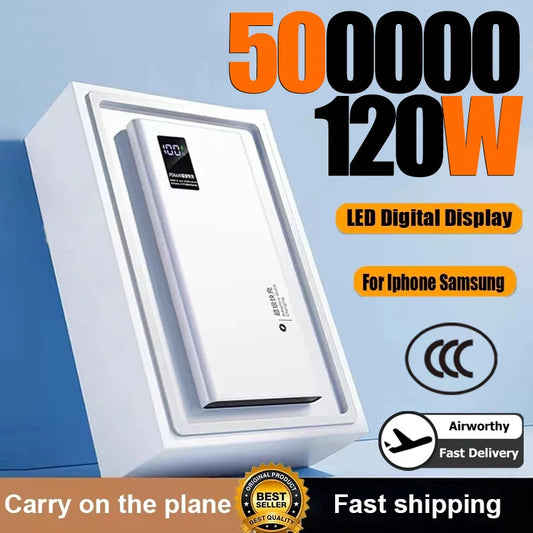 500000mAh Large-capacity Super-fast Charging Power Bank With Digital Display Portable Mobile Power Supply for All Phones