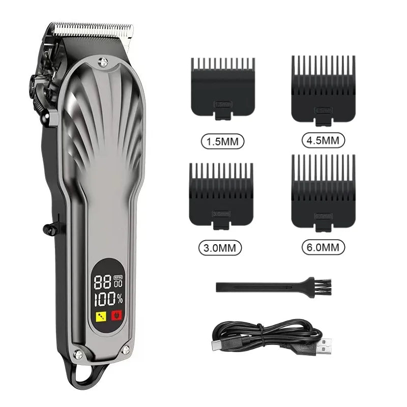 Professional Hair Clipper Shaving Machine High Power Adjustable Cordless Hair Clipper 0 Gap Trimmer Hair Cutting Machine PET