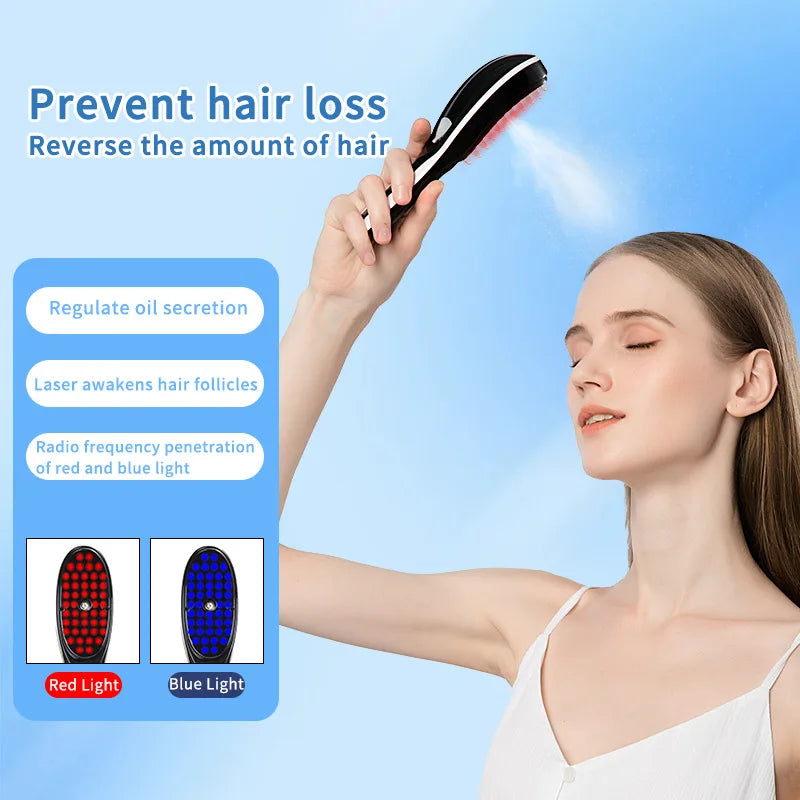 Electric Spray Massage Comb Hair Growth Vibration Head Massager Brush