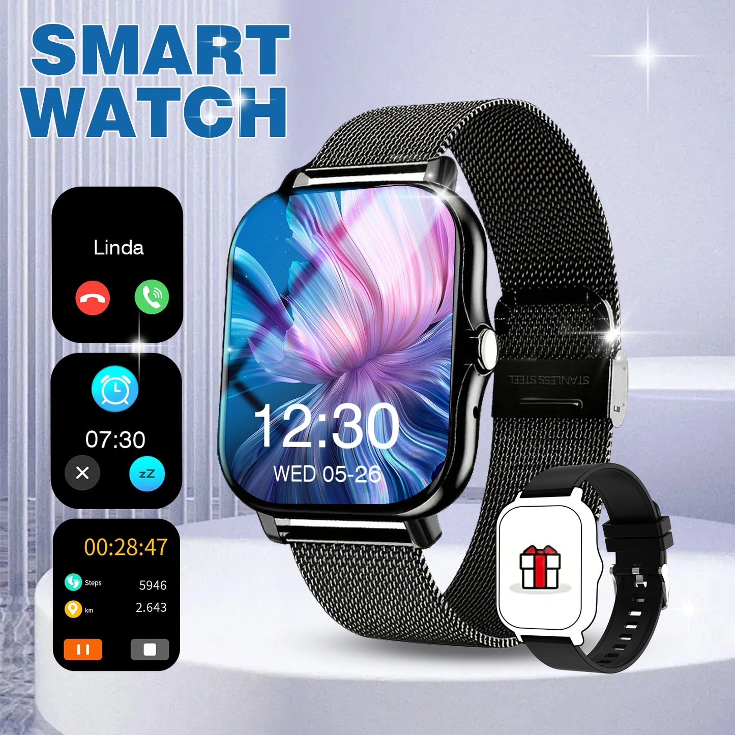 Smart Watch Multi-functional sports smart watch ,Wireless Calling, Personalized the Watch Faces,Music control