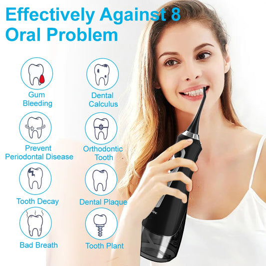 SEJOY Dental Oral Irrigator Water Flosser Thread Teeth Pick Mouth Washing Machine 8 Nozzels 5 Modes USB Rechargeable 230ml Tank