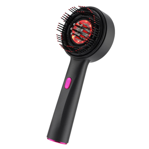 Electric Scalp Vibration Massage Comb Infrared Head Knead Massager Red