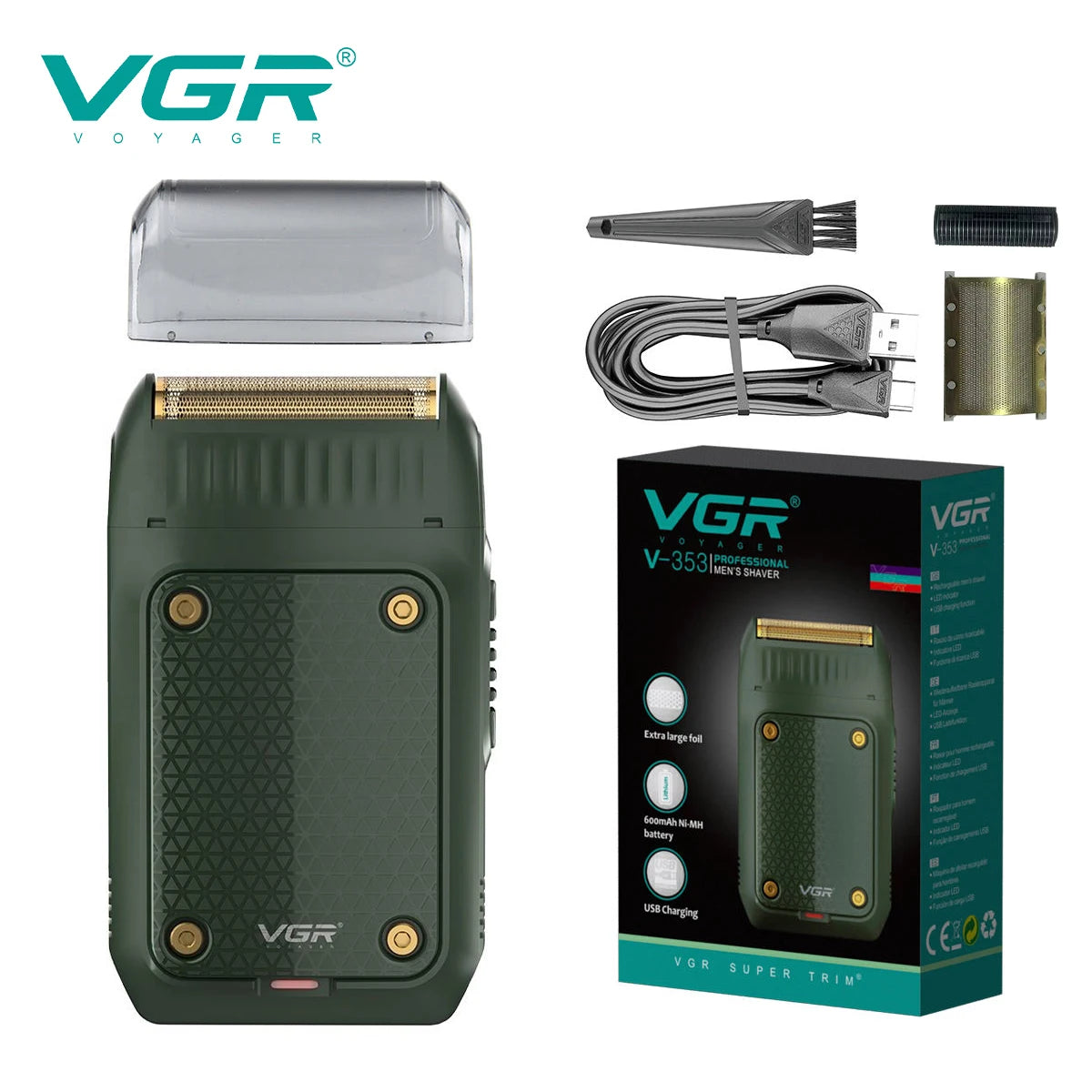 VGR V-353 Shaver Professional Razor Electric Shaving Machine Portable Beard Trimmer Rechargeable Razor Mini Shaver for Men
