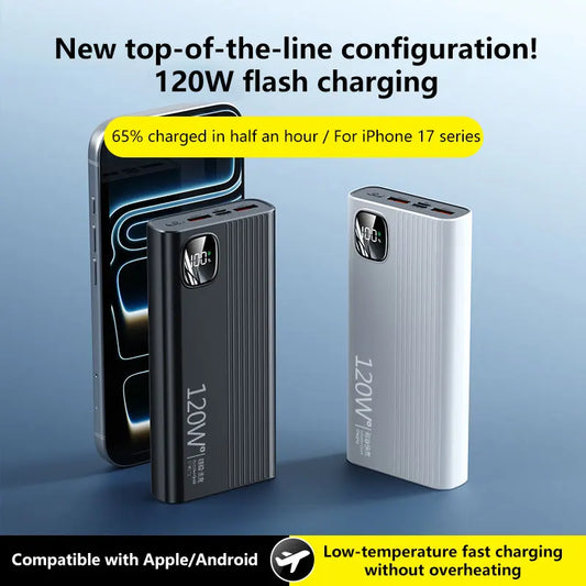 500000mAh Power Bank 120W Super Fast Charging Portable Mobile Power Digital Display Ultralarge Capacity External Battery 2026