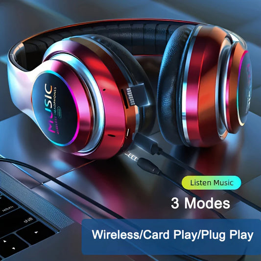 Wireless Bluetooth 5.0 Headphone With Microphone On-Ear Headset Stereo Sound Earphones Sports Office Foldable Headphones Game