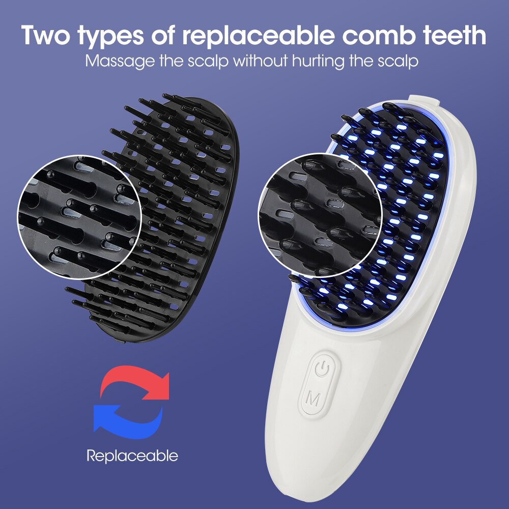 Red Blue Light Electric Massage Comb Scalp Head Massager Photon