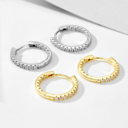 Women's 925 Sterling Silver Vintage High-End Diamond Encrusted Earrings