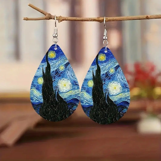 European And American PU Leather Earrings For Women Vintage And Creative