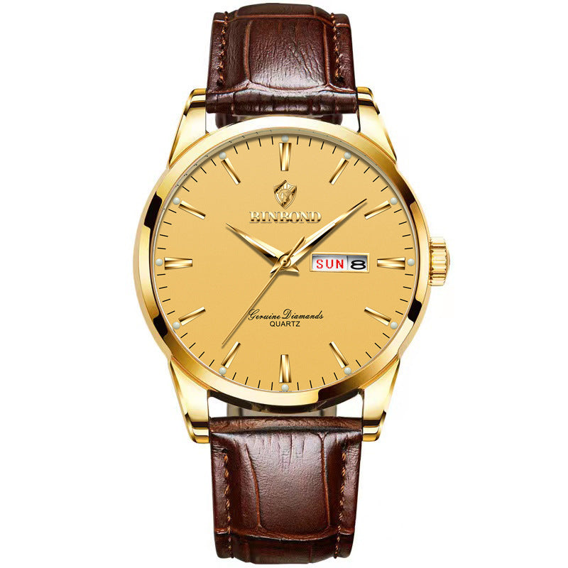 Double Calendar Waterproof Quartz Watch Men