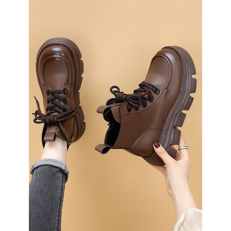 Womens Wool-lined Waterproof Thickened Leather Boots