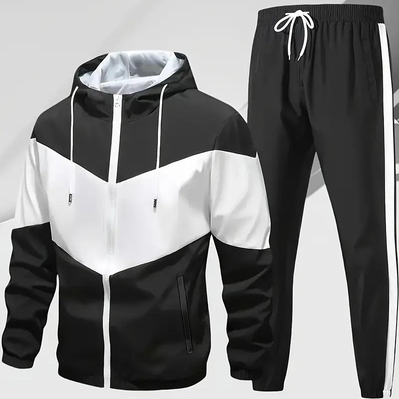 Mens Autumn Winter Two-Piece Hooded Sports Set