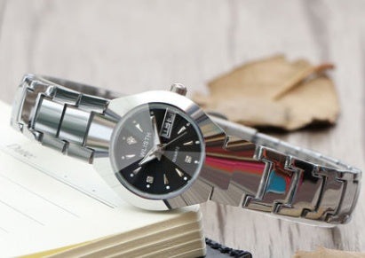 Men's luminous watch tungsten steel color waterproof fashion student couple watch male calendar quartz watch