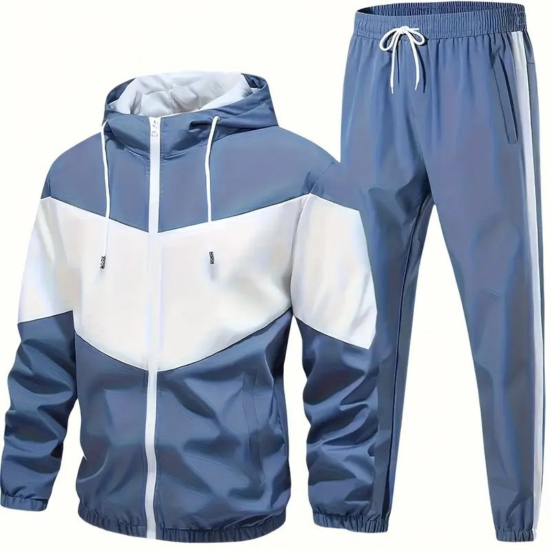 Mens Autumn Winter Two-Piece Hooded Sports Set