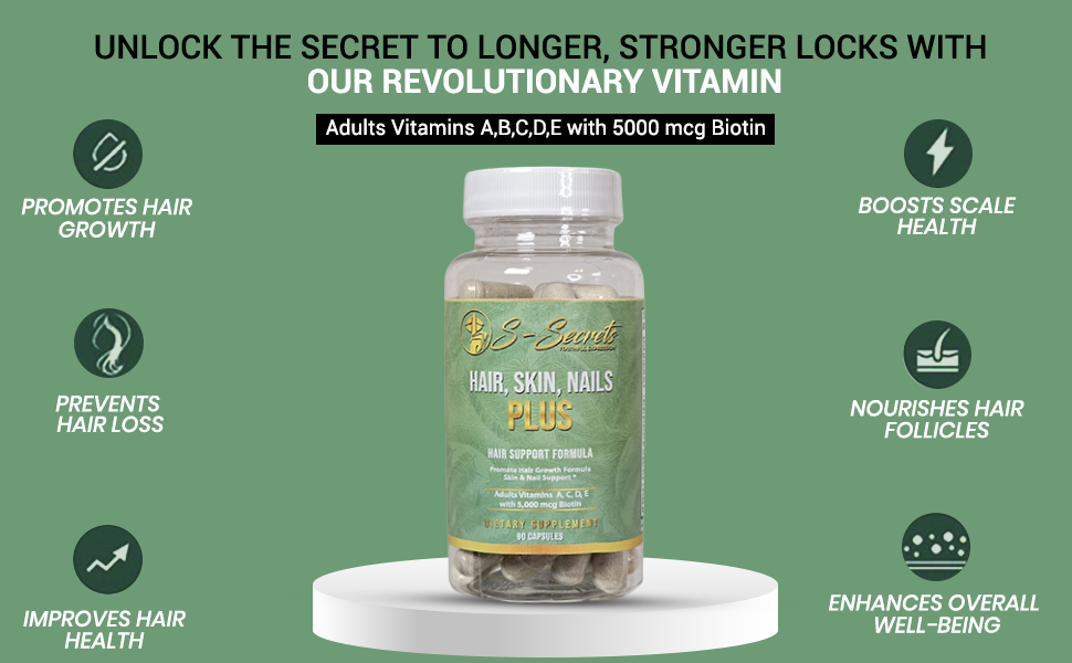 Biotin for Hair Skin Nails - Extra Strength 5000mcg Supplement with