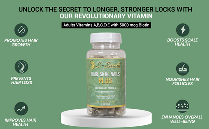 Biotin for Hair Skin Nails - Extra Strength 5000mcg Supplement with