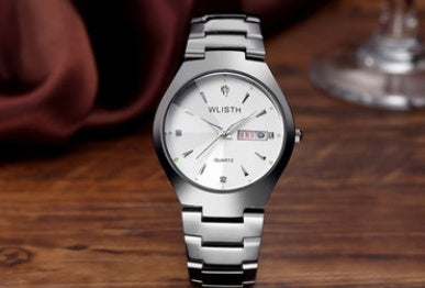 Men's luminous watch tungsten steel color waterproof fashion student couple watch male calendar quartz watch