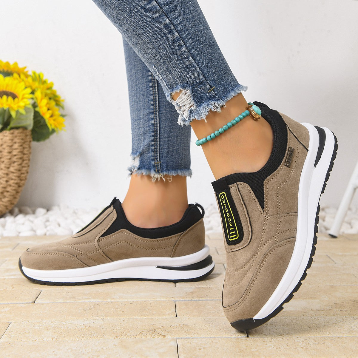 Womens Casual Plus-size Comfortable Slip-on Running Shoes