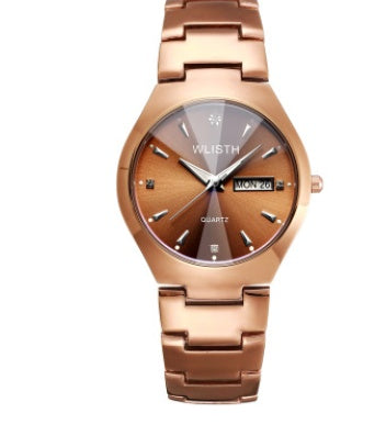 Men's luminous watch tungsten steel color waterproof fashion student couple watch male calendar quartz watch