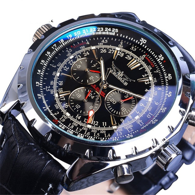 Style Men's Fashion Casual Mechanical Multifunctional Blue Glass Automatic Mechanical Watch