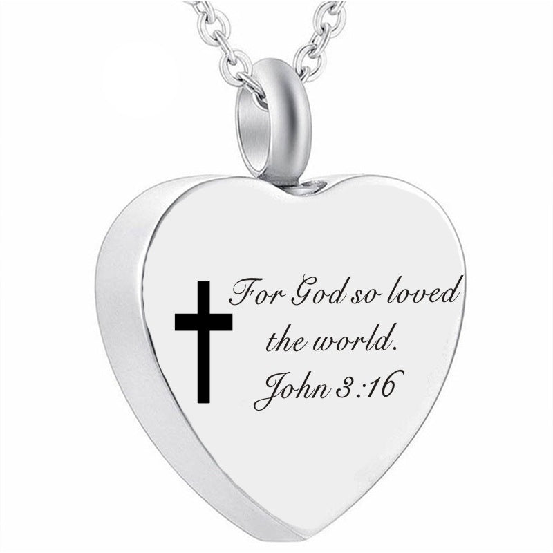 Bible Verse Stainless Steel Heart Perfume Box Necklace