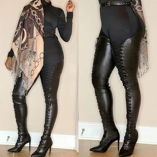 Womens Pointed-ToeWaist-High Side-Zip Stiletto Over-the-Knee Fashion Boots