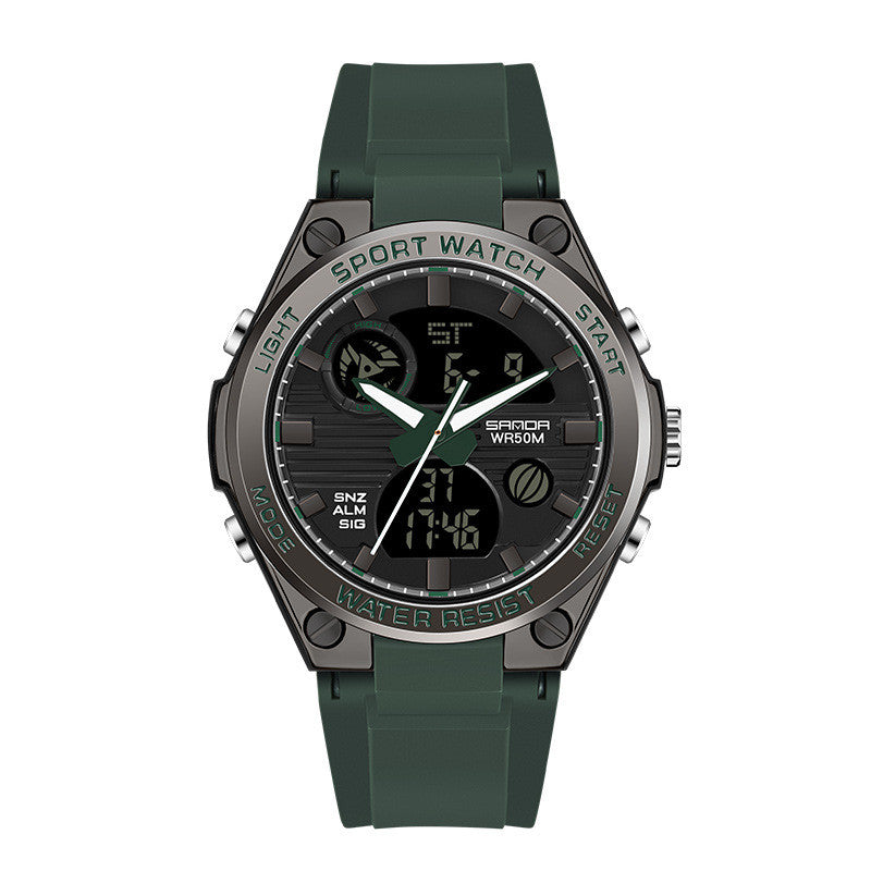 Men's Dual Display Waterproof Luminous Couple Sports Electronic Watch