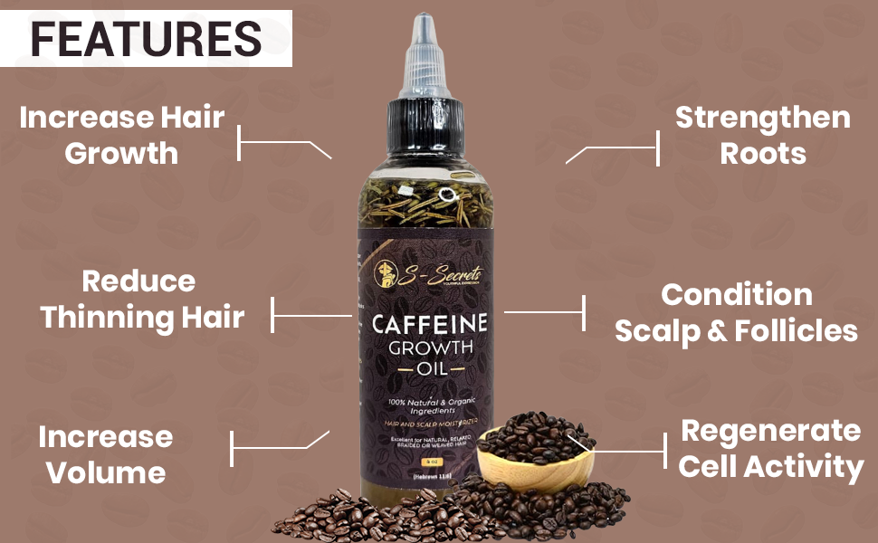 Caffeine Hair Growth Oil 2oz - Hair Growth Oil For Thinning, Balding