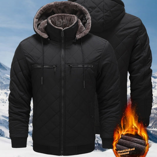 Mens Winter Fleece Lined Jacket Warm Insulated Cotton Coat