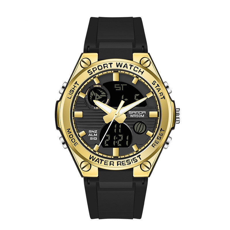 Men's Dual Display Waterproof Luminous Couple Sports Electronic Watch