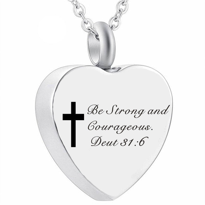 Bible Verse Stainless Steel Heart Perfume Box Necklace