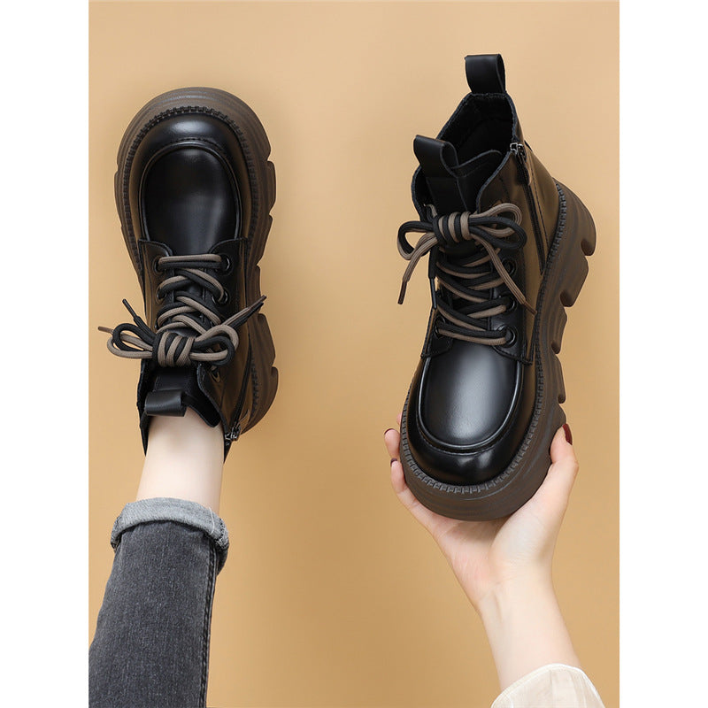 Womens Wool-lined Waterproof Thickened Leather Boots