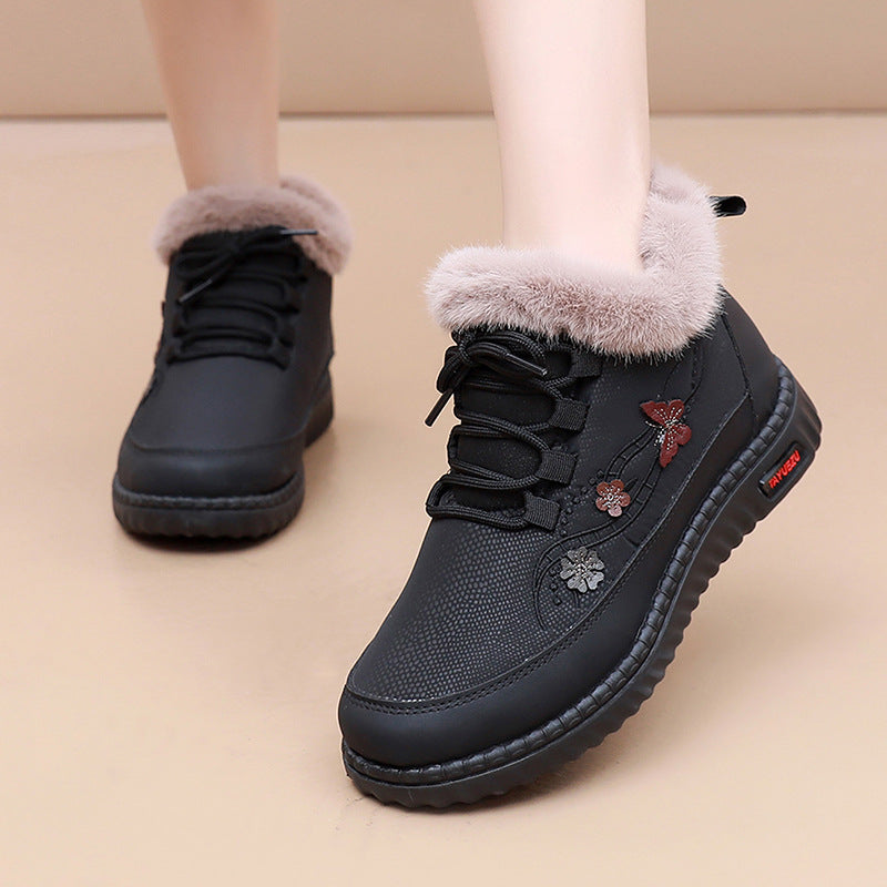Womens Fleece-lined Extra-thick Cold-weather Cotton Boots