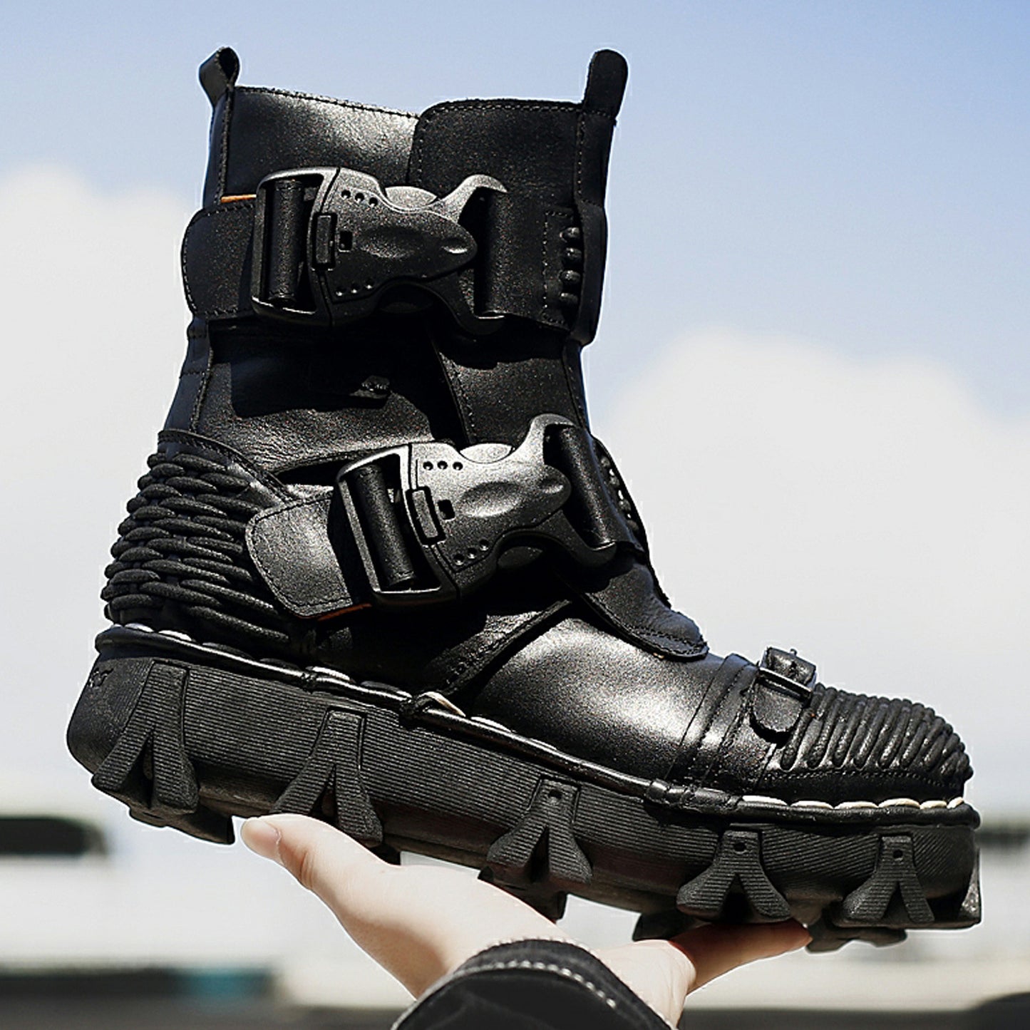 Cowhide Motorcycle Shoes Workwear Men's Boots