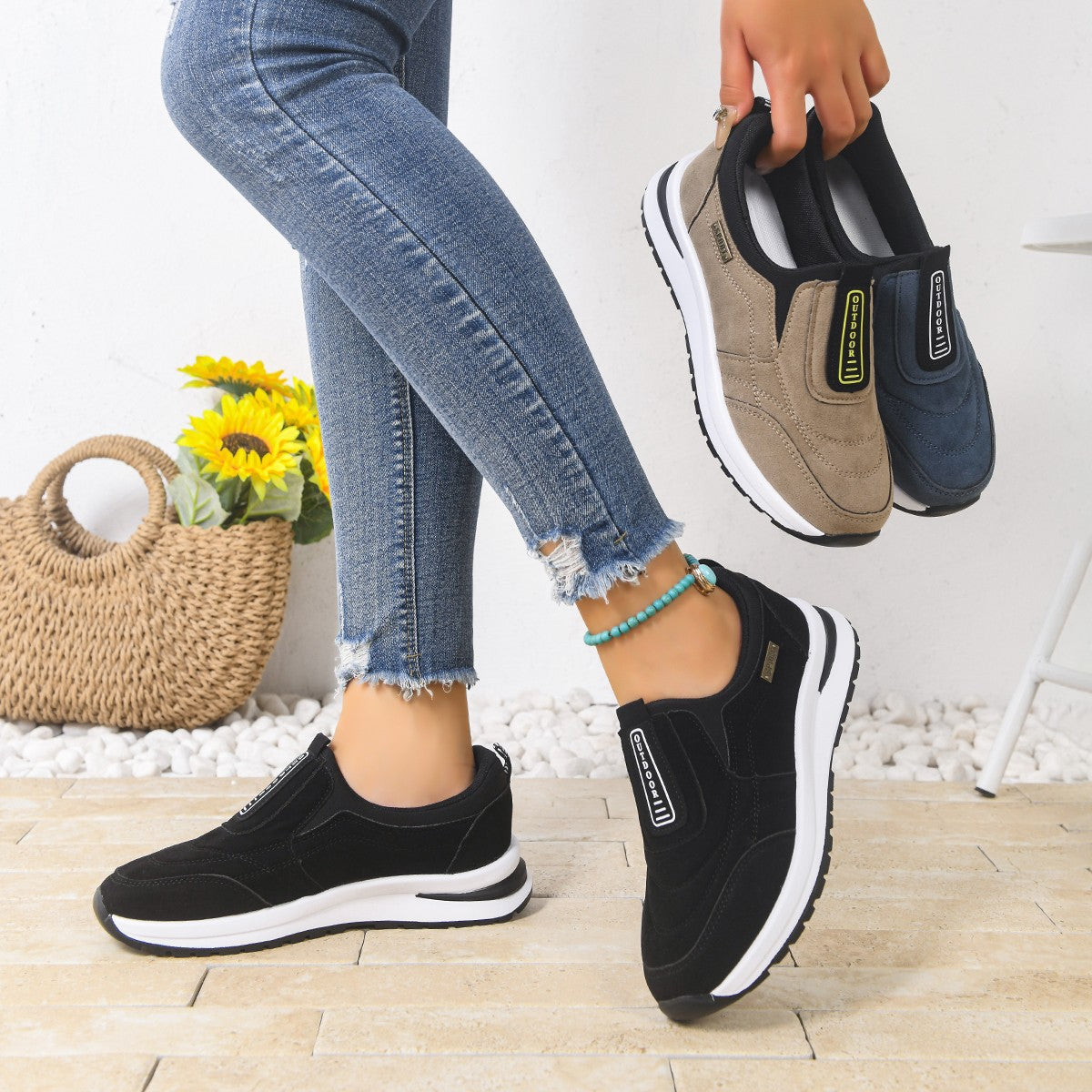 Womens Casual Plus-size Comfortable Slip-on Running Shoes