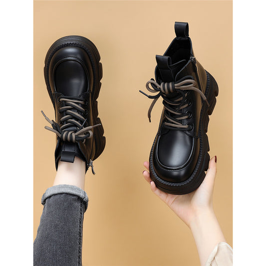 Womens Wool-lined Waterproof Thickened Leather Boots