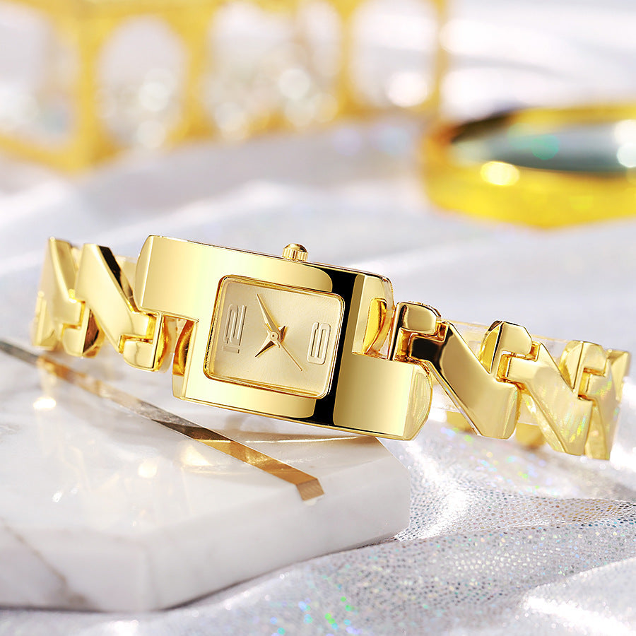 Trendy Vintage Classic Golden Alloy Yellow Square Watch
