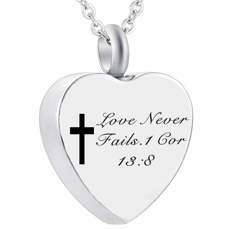 Bible Verse Stainless Steel Heart Perfume Box Necklace