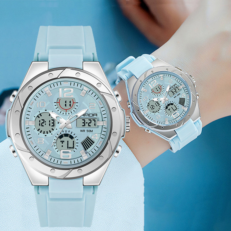 Men's Dual Display Waterproof Luminous Couple Sports Electronic Watch