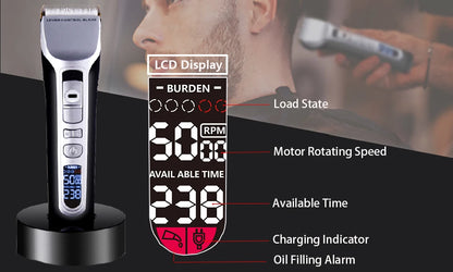 Hair Trimmer Rechargeable Electric Hair Clipper Ceramic Blade LCD Display Salon Men Hair Cutting Machine
