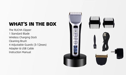 Hair Trimmer Rechargeable Electric Hair Clipper Ceramic Blade LCD Display Salon Men Hair Cutting Machine