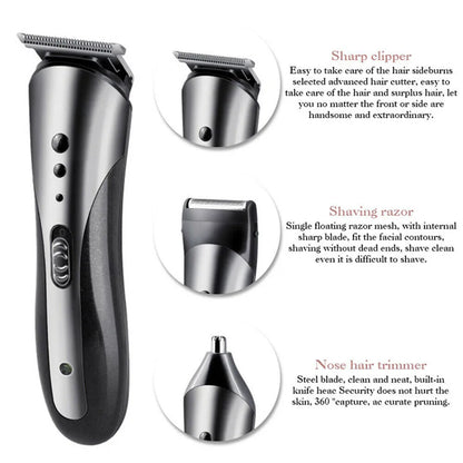 KM-1407 3 in 1 Rechargeable Men Hair Clipper Shaver Electric Nose Ear Trimmer Beard Razor Haircut Cutting Machine Styling Tools