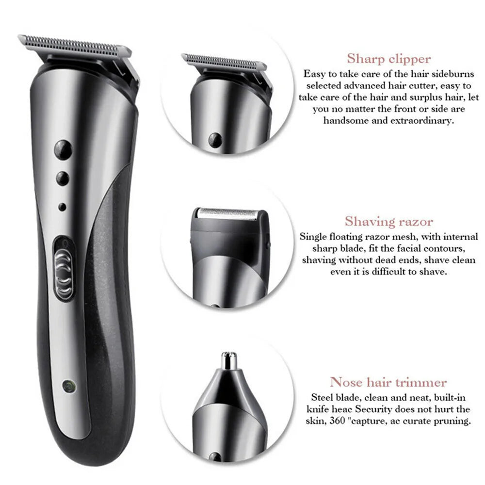 KM-1407 3 in 1 Rechargeable Men Hair Clipper Shaver Electric Nose Ear Trimmer Beard Razor Haircut Cutting Machine Styling Tools