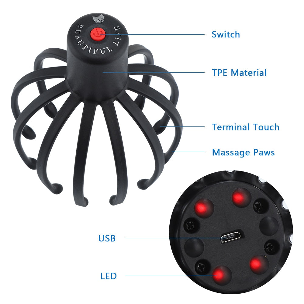 Electric Octopus Claw Scalp Massager Stress Relief Therapeutic Head